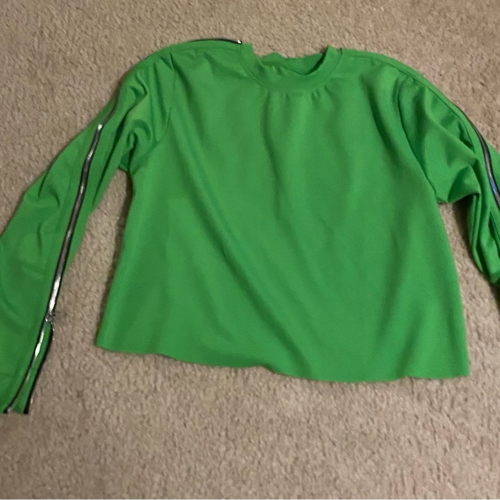 Women size medium green two piece pants set rayon/cotton